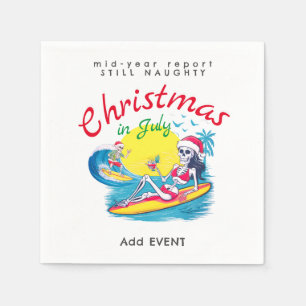 Skeleton Christmas in July Beach Surf Naughty Napkin