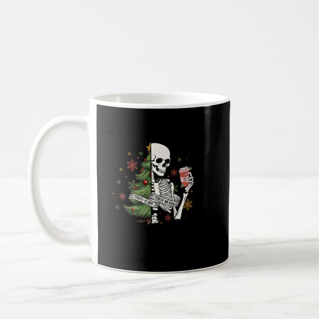 skeleton christmas tree coffee coffee mug (Left)