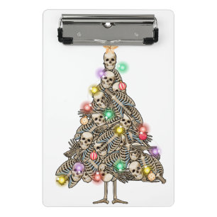 Skeleton Christmas Tree Funny Ugly Xmas Skeletons Mini Clipboard