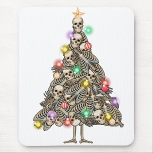 Skeleton Christmas Tree Funny Ugly Xmas Skeletons Mouse Pad