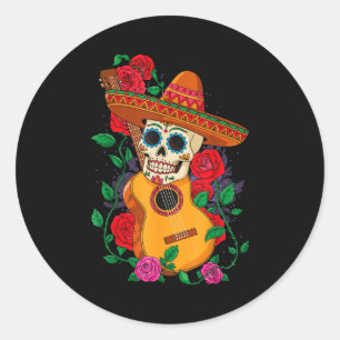 Skeleton cinco de mayo sombrero classic round sticker