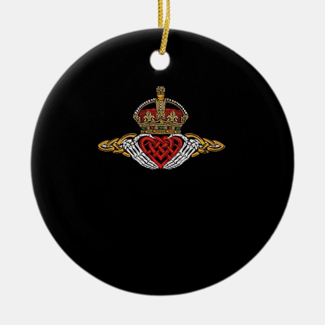 Skeleton Claddagh Colour Ceramic Ornament (Front)