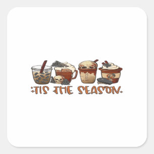 Skeleton Coffee Cups Coffee Lover Square Sticker