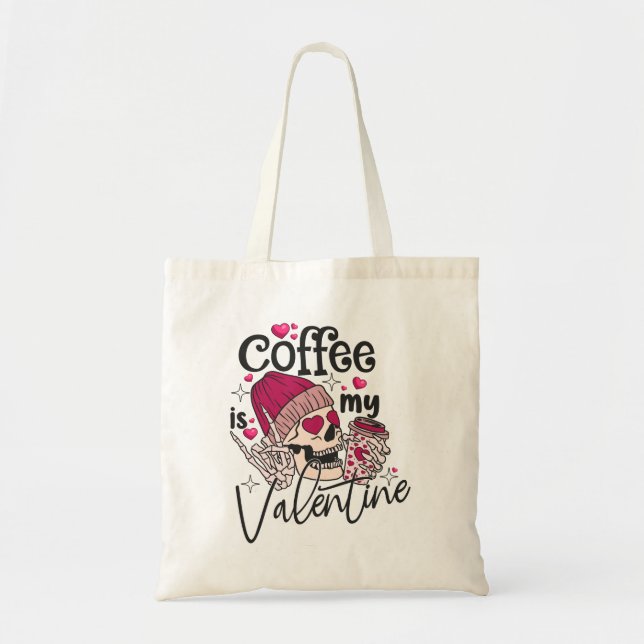 Skeleton Coffee Lovers Valentine's Day Sac fourre- (Devant)