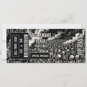 Skeleton Concert Rock Show Ticket   Halloween  Invitation
