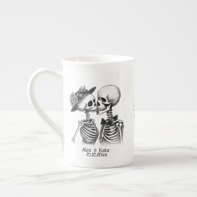 Skeleton Couple Bone China Mug (Left)