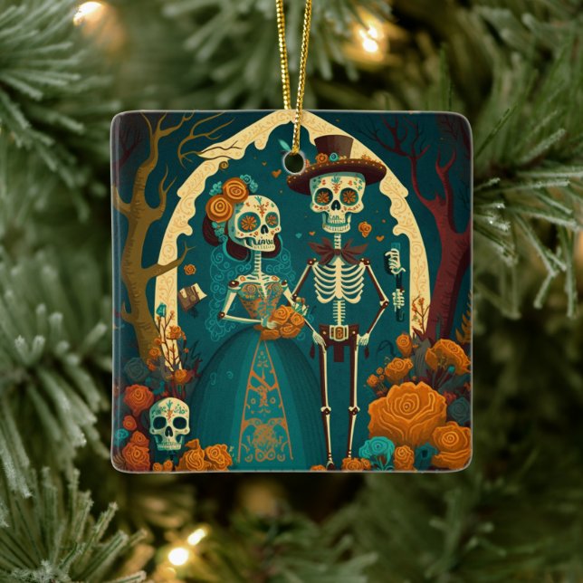 Skeleton Couple Day of the Dead Ornament  (Tree)