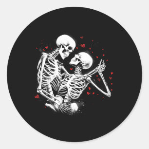 Skeleton Couple For Halloween Valentine's Day Of T Classic Round Sticker