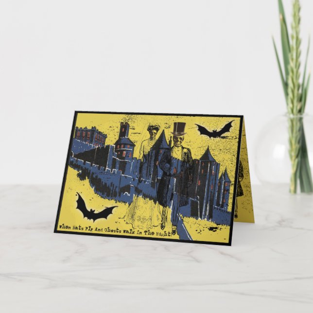 Skeleton Couple Halloween Greeting Card (Front)