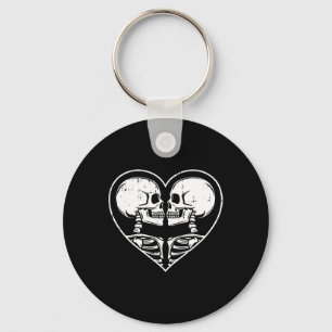 Skeleton Couple Heart Halloween Spooky Bones Skull Keychain