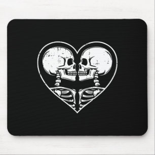 Skeleton Couple Heart Halloween Spooky Bones Skull Mouse Pad