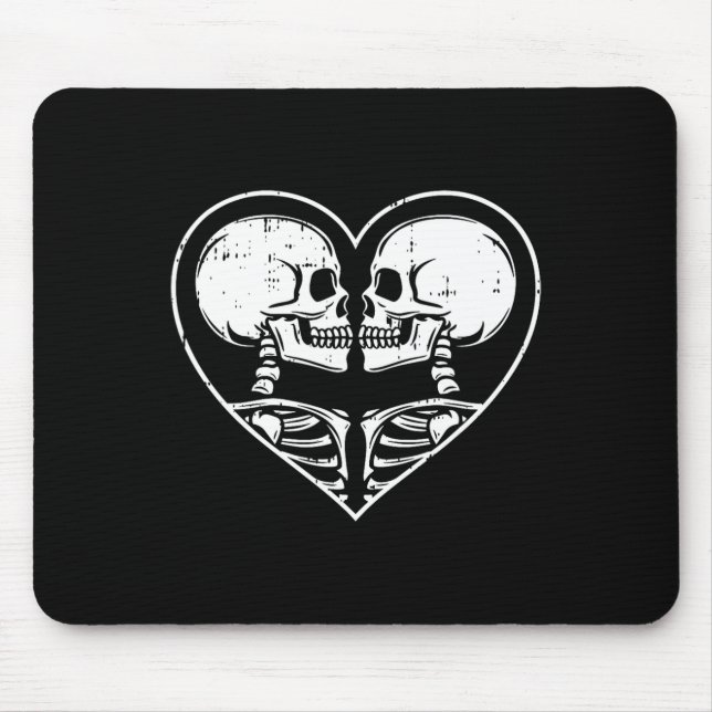 Skeleton Couple Heart Halloween Spooky Bones Skull Mouse Pad (Front)