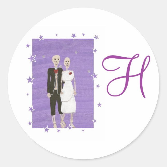 Skeleton Couple Monogram Wedding Seals (Front)