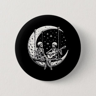 Skeleton Couple Moon Guitar 2 Inch Round Button