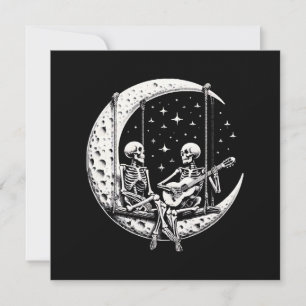 Skeleton Couple Moon Guitar Invitation