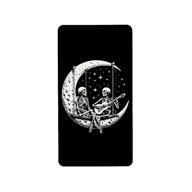 Skeleton Couple Moon Guitar Label (Front)