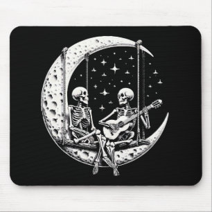 Skeleton Couple Moon Guitar Mouse Pad
