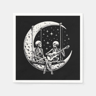 Skeleton Couple Moon Guitar Napkin