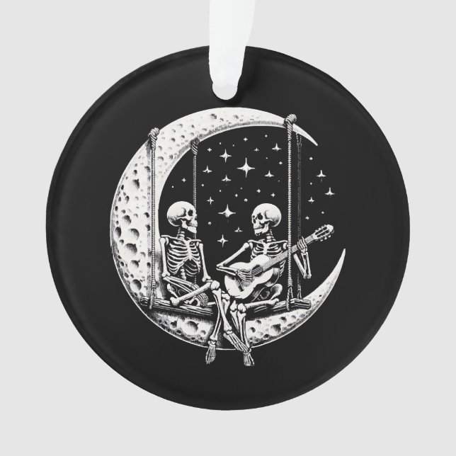 Skeleton Couple Moon Guitar Ornament (Front)