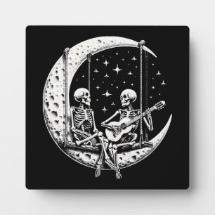 Skeleton Couple Moon Guitar Plaque