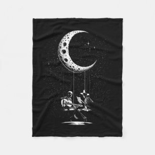 Skeleton Couple Moon Playing Guitar Halloween Fleece Blanket