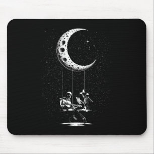 Skeleton Couple Moon Playing Guitar Halloween Mouse Pad