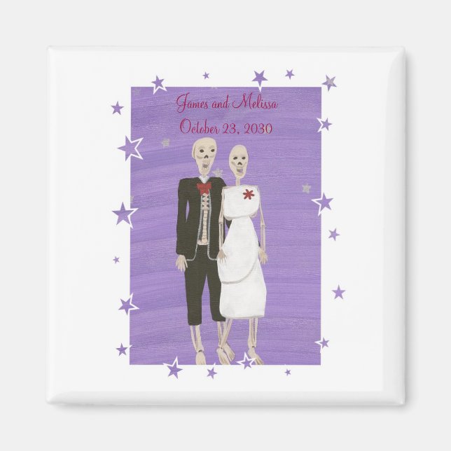 Skeleton Couple Save the date Wedding Magnets (Front)