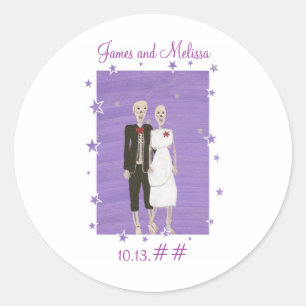 Skeleton Couple Save the date wedding stickers