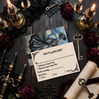 Skeleton Couple Starry Night Van Gogh Gothic RSVP Card