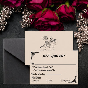 Skeleton Couple Starry Night Van Gogh Gothic RSVP Card