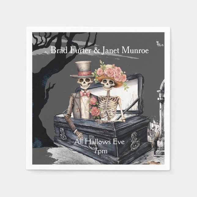 Skeleton Couple Wedding Napkin (Front)