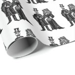 Skeleton Couple - Wrapping Paper (Customize)<br><div class="desc">Customize by changing the background colour to suit your occasion! A digitally manipulated vintage image based on a piece created by Jose Guadalupe Posada (1852-1913),  famous for his "Day of the Dead" images.</div>