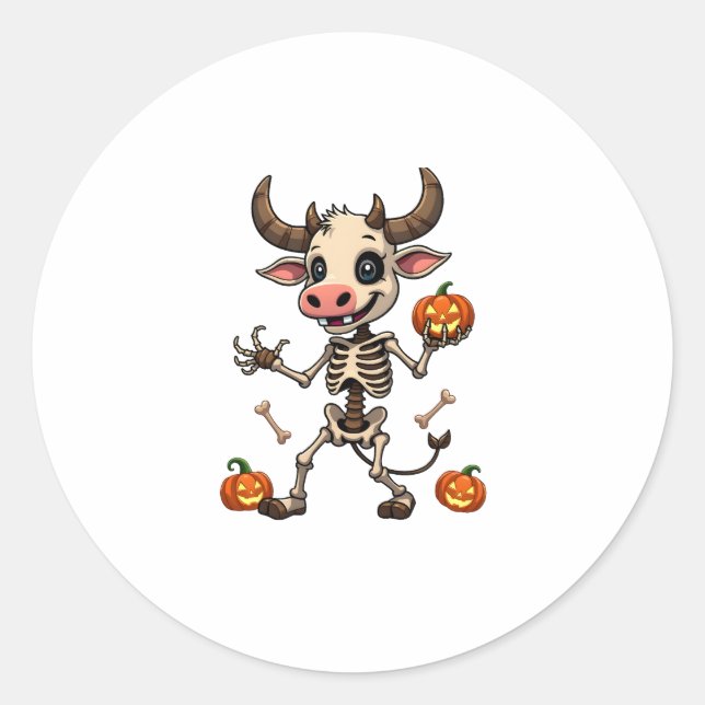 Skeleton Cow Parade Classic Round Sticker (Front)