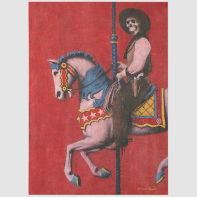 Skeleton Cowboy Carousel Tissue Paper (Front)