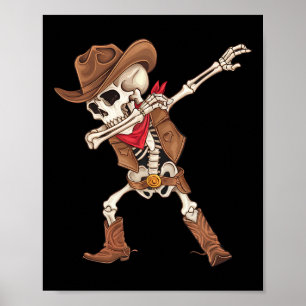 Skeleton Cowboy Halloween Costume Boys Mens Kids  Poster