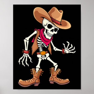 Skeleton Cowboy Halloween Costume Kids Boys Men  Poster