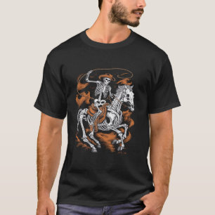 Skeleton Cowboy Riding Horse Halloween Costume Men T-Shirt