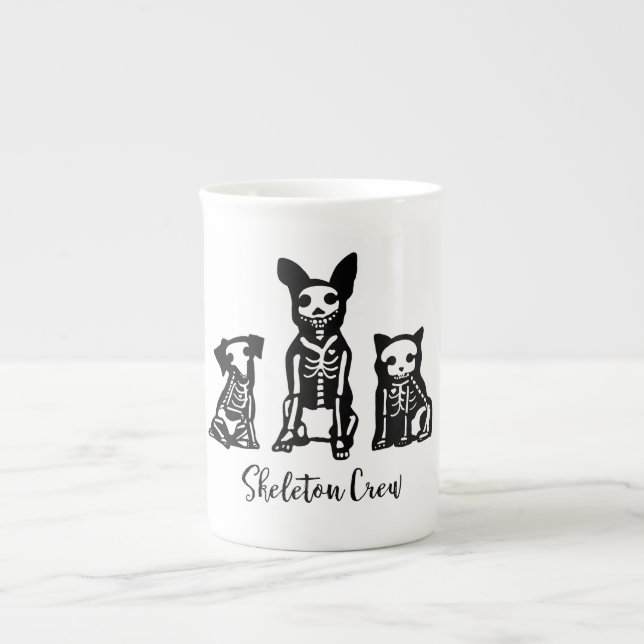 Skeleton Crew Dogs and Cat Bone China Mug (Front)