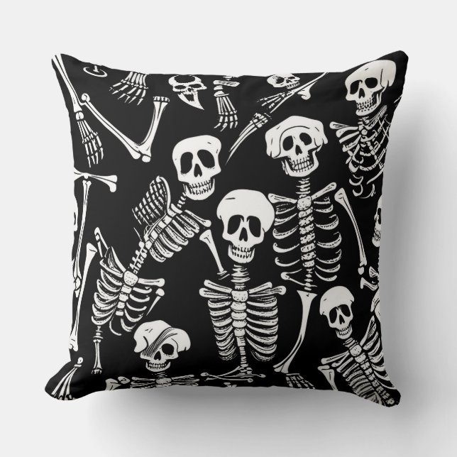 Skeleton Crew Throw Pillow (Front)