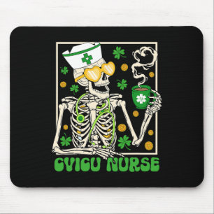 Skeleton Cvicu Nurse Coffee Shamrock St Patricks P Mouse Pad