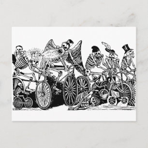Skeleton Cyclists by José Guadalupe Posada Postcard