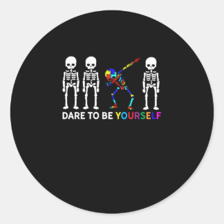 Skeleton Dabbing Autism Awareness Classic Round Sticker