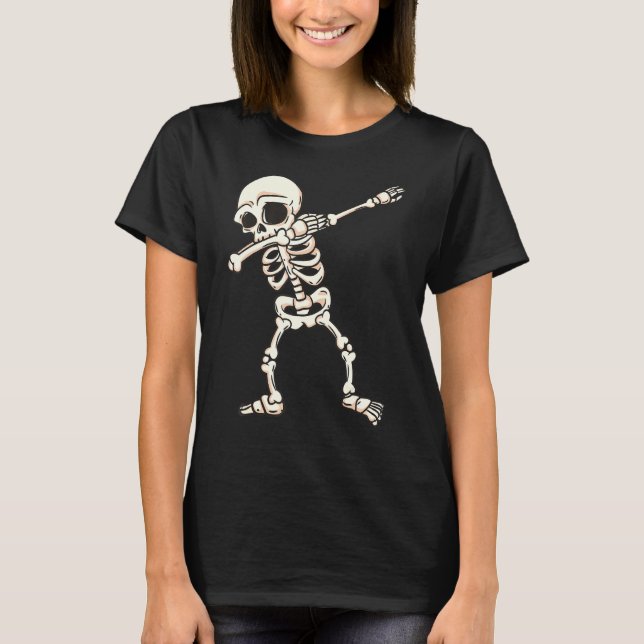 Skeleton Dabbing Funny Halloween Monster T-Shirt (Front)