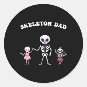 Skeleton Dad Halloween Costume Funny Skull  Classic Round Sticker