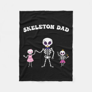 Skeleton Dad Halloween Costume Funny Skull  Fleece Blanket