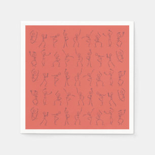 Skeleton Dance Halloween napkins - orange