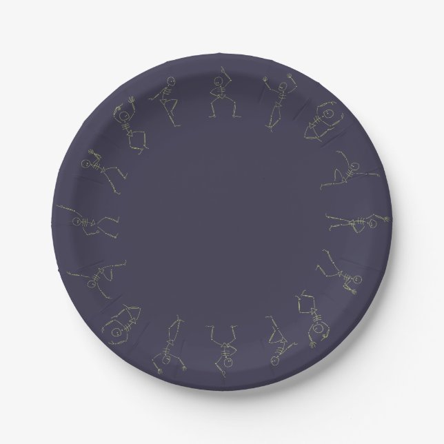 Skeleton Dance Halloween paper plate - purple (Front)