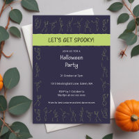 Skeleton Dance Halloween party invitation - purple