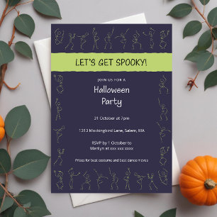 Skeleton Dance Halloween party invitation - purple