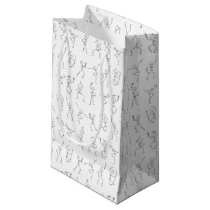 Skeleton Dance Halloween small gift bag - white